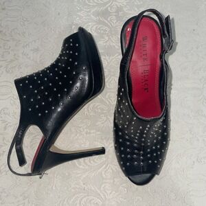 White House Black Market Studded Leather Slingback‎ Heels Sunny 7.5